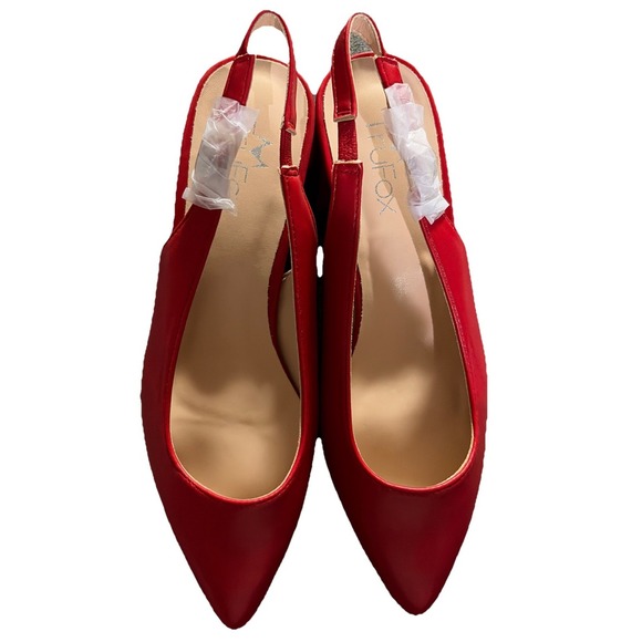 Trufox Shoes - TruFox Red Pointed Toe Slingback Women 6.5 Block Heels Statement Work